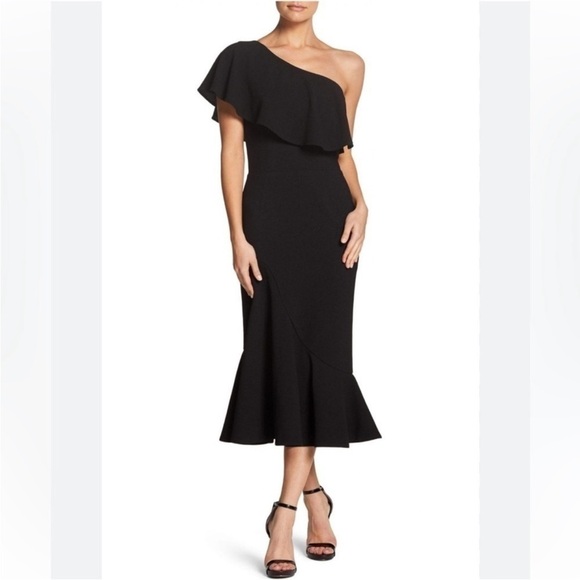 Dress The Population Black Fit and Flare One Shoulder Dress - Picture 1 of 10